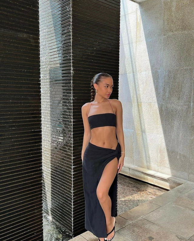 Natalie Rolt Kaia Skirt + Kylie Crop Set - 8 / Black - Outfit Sets