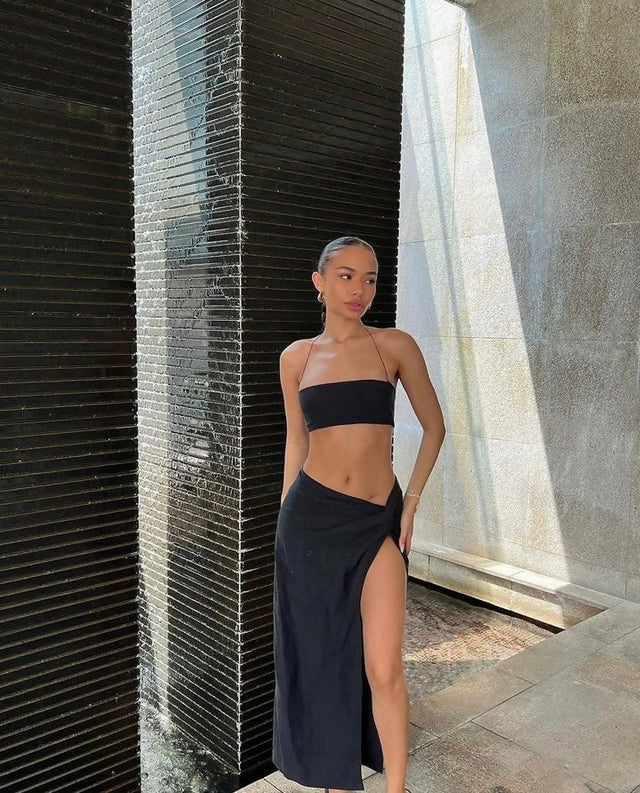 Natalie Rolt Kaia Skirt + Kylie Crop Set - 8 / Black - Outfit Sets