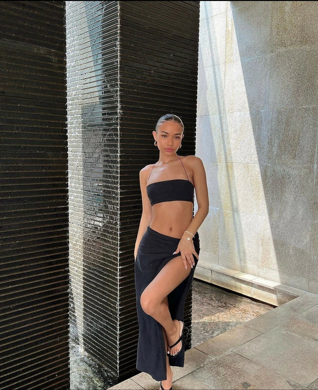 Natalie Rolt Kylie Crop & Kaia Skirt Set Black - 8 / Black - Outfit Sets