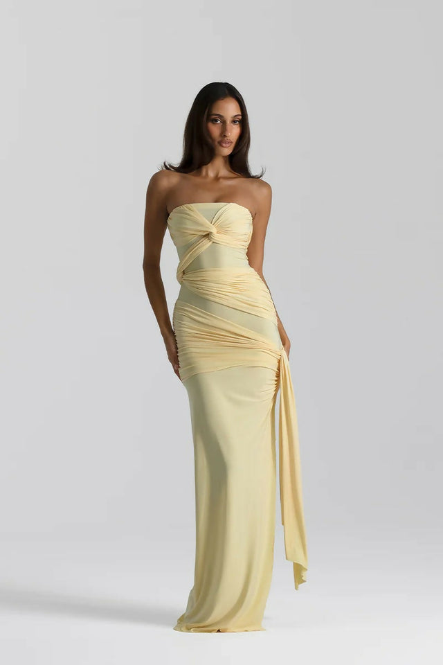 Natalie Rolt Miranda Gown in Lemon - 8 / Yellow - Dresses