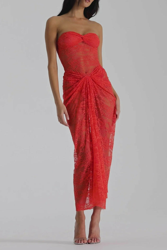 Natalie Rolt Naomi Midi Dress - 8 / Tangerine - Dresses