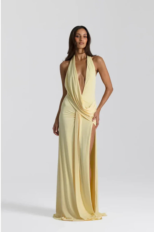 Natalie Rolt Winona Maxi Gown in Lemon - Dresses