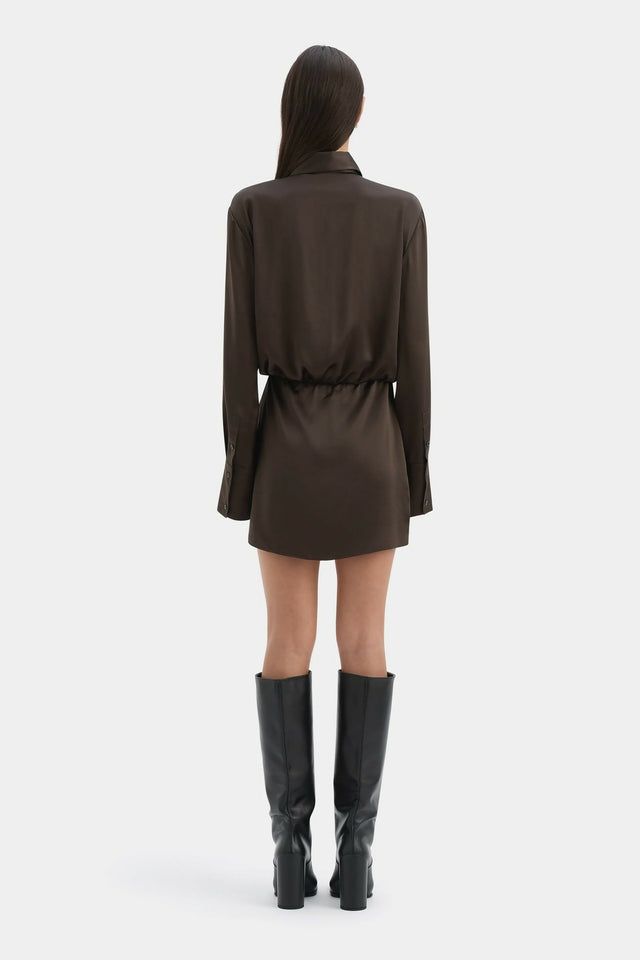 Sir The Label Sorrento Shirt Dress in Bitter Chocolate