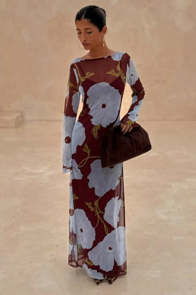 Never Fully Dressed Aria Dress Burgundy & Blue Poppy - 18 / Multi - Dresses