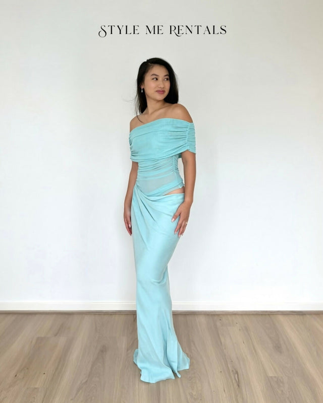 Benni Nico Off Shoulder Maxi Dress Aquamarine