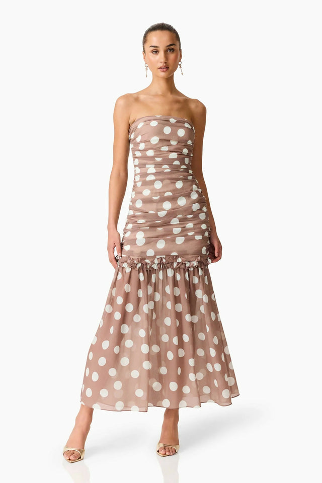 Elliatt Sola Polka Dot Strapless Gown