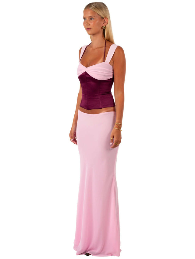 I am Delilah Scarlett Corset Top and Maxi Skirt Set