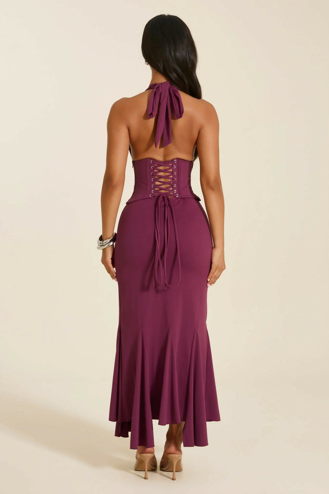 MARS THE LABEL The Gisele Corset Maxi Dress, Wine