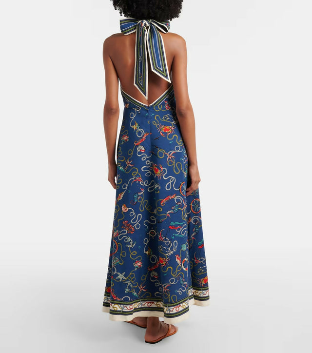 Alémais Cove Printed Halterneck Maxi Dress