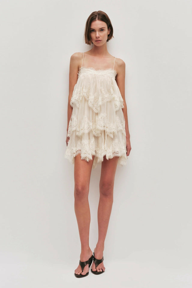 AJE Ophelia Lace Mini Dress In Pastel Yellow