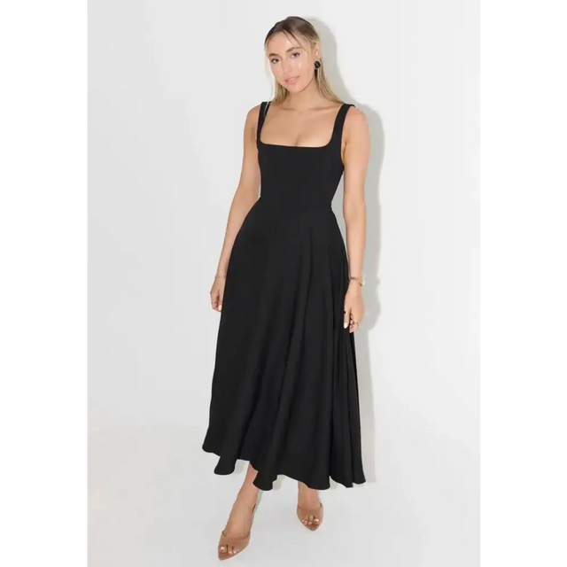 Odd Muse The Ultimate Muse High Waist Square Neck Midi Dress Black Size 10 - 10 / Black - Dresses