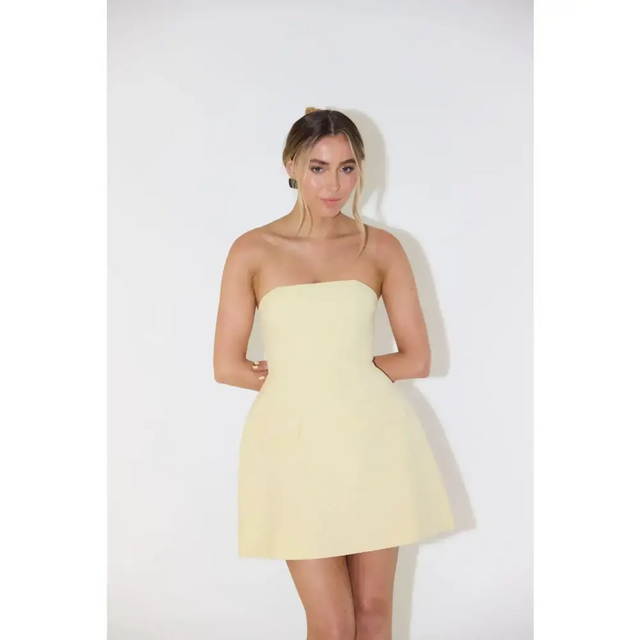 Odd Muse The Ultimate Muse Strapless Dress in Lemon Size XS / AU 6 - 6 / Yellow - Dresses