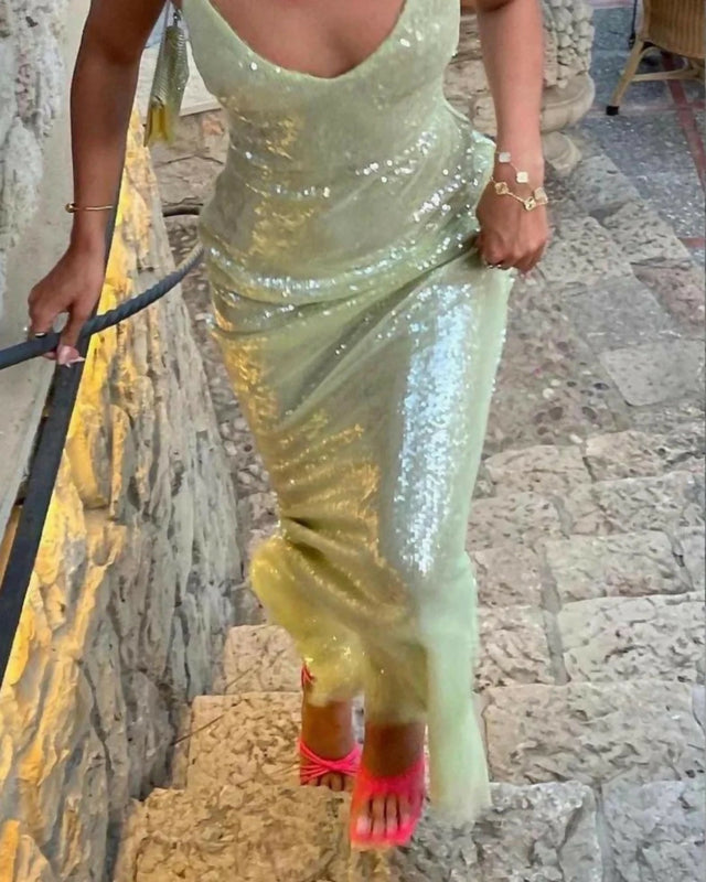 Oh Polly Marlena Sequin Gown - 10 / Gold - Dresses