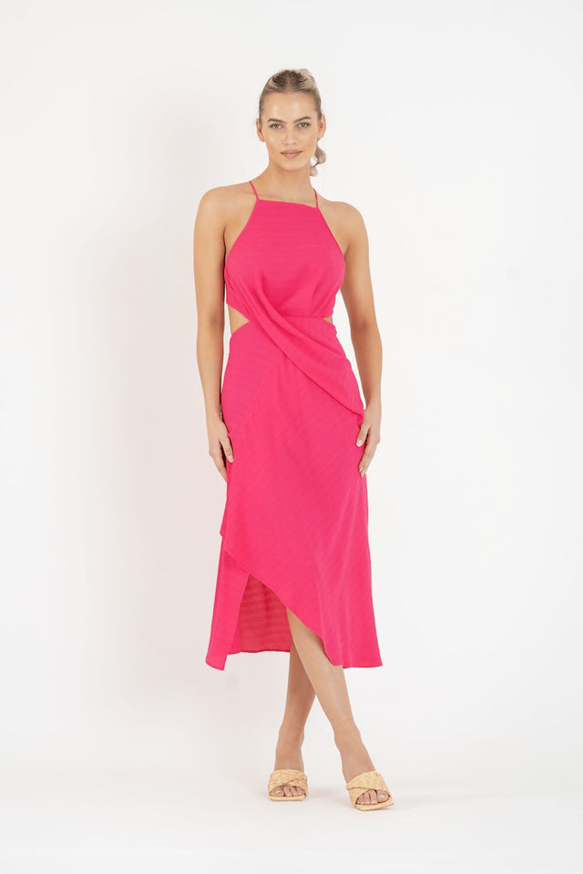 One Fell Swoop Solange Midi Dress Pink Size 8 - 8 / Pink - Dresses