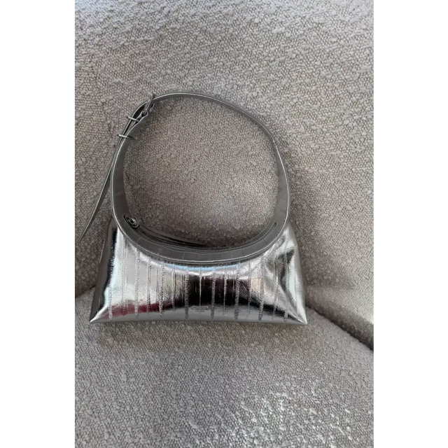 Oroton Cinder Metallic Mini Baguette - Silver - Handbags
