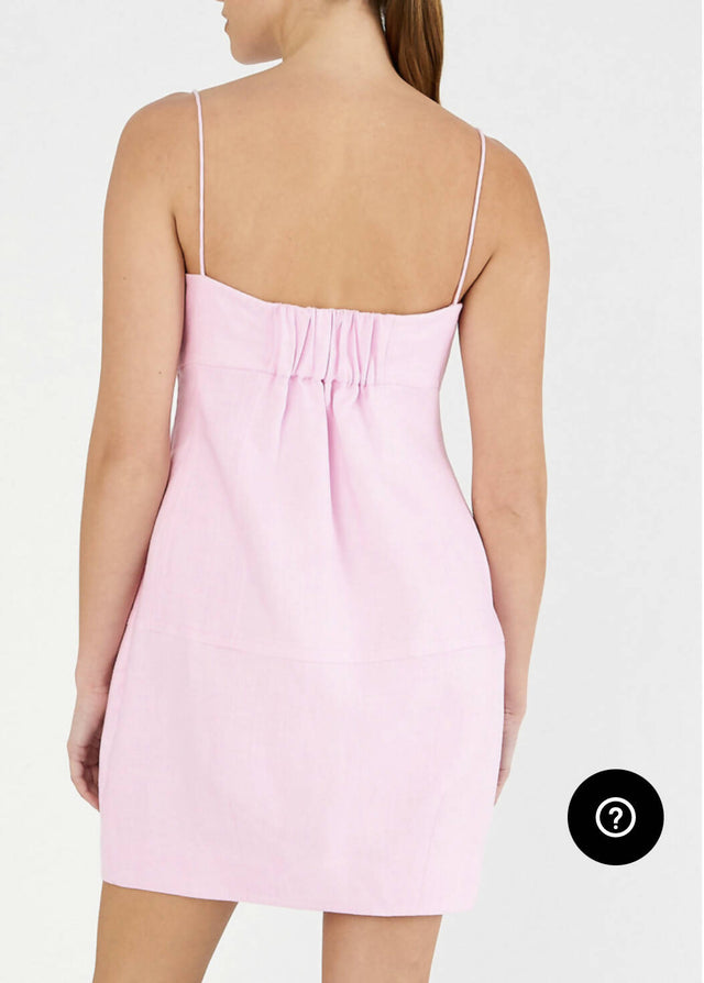 Oroton Contrast 3D Flower Linen Mini Dress - 8 / Pink - Dresses