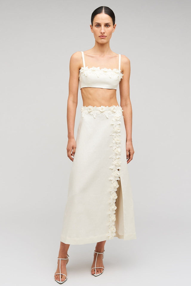 Oroton Rosebud Lace Skirt and Bralette - 6 / White - Outfit Sets