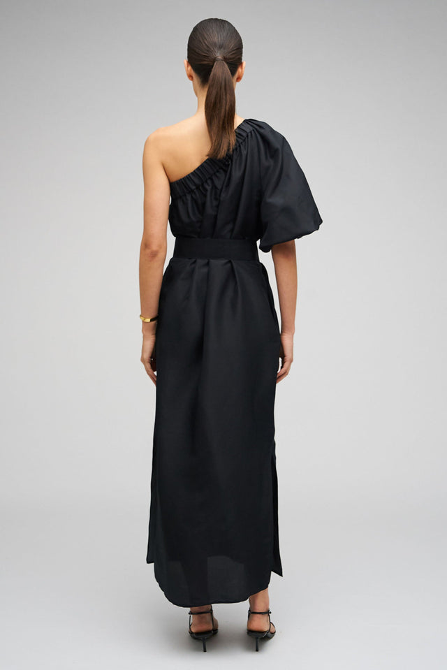 Oroton Silk One Shoulder Dress - 8 / Black - Dresses
