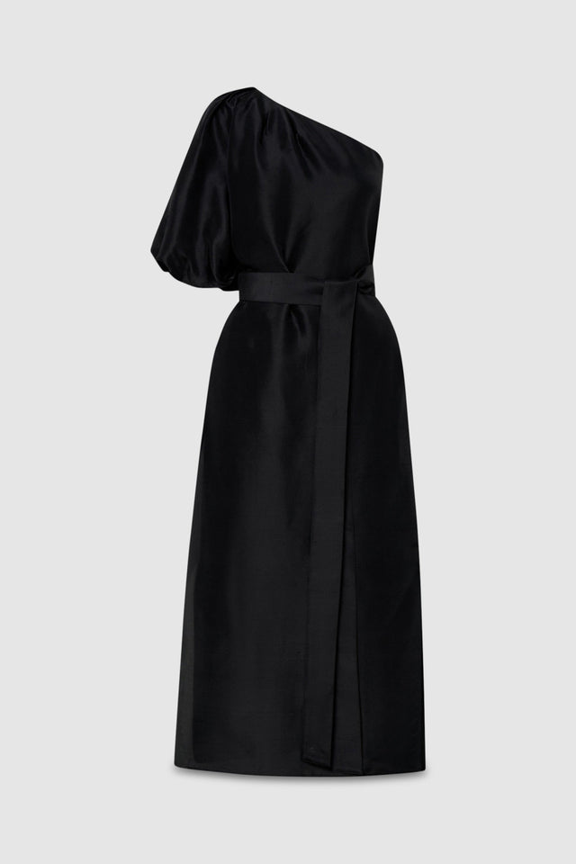 Oroton Silk One Shoulder Dress - 8 / Black - Dresses