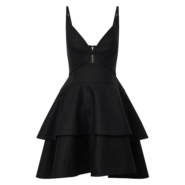 Oroton Tiered Bodice Dress Size 8 - 8 / Black - Dresses