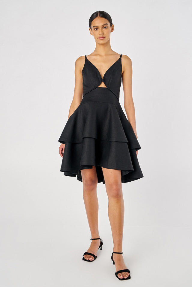 Oroton Tiered Bodice Dress Size 8 - 8 / Black - Dresses