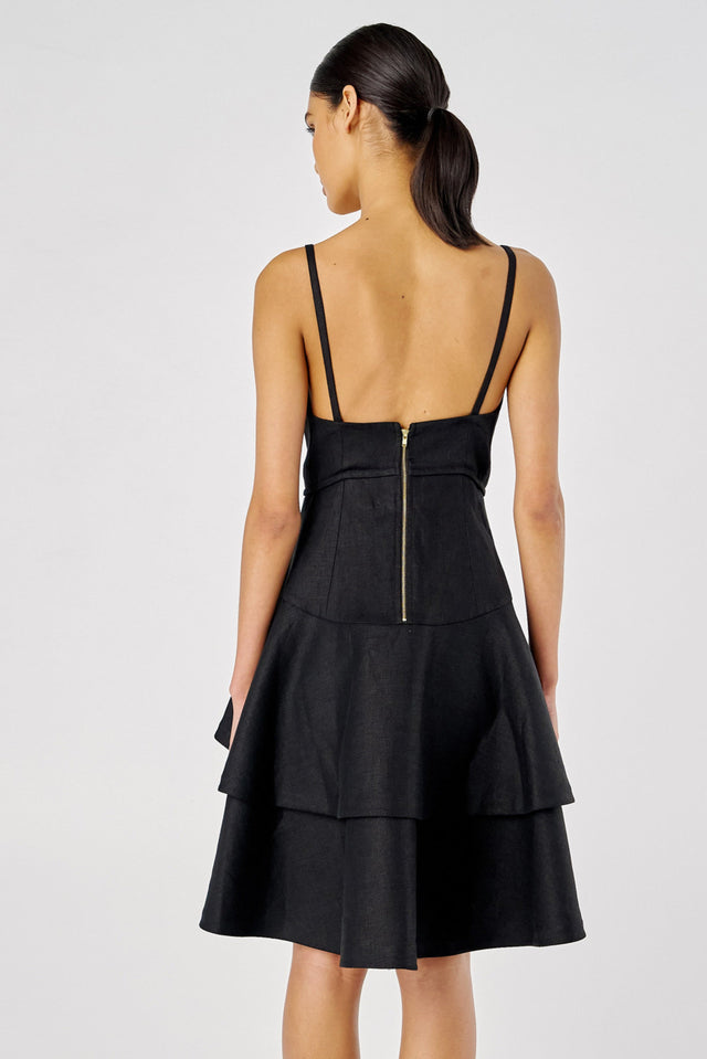 Oroton Tiered Bodice Dress Size 8 - 8 / Black - Dresses