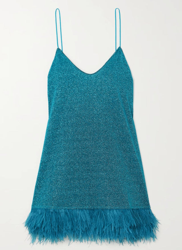 OSEREE - Oseree Lumière feather-trimmed stretch