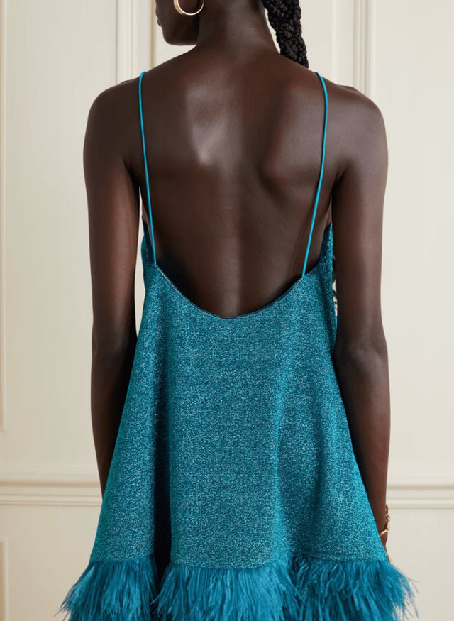 OSEREE - Oseree Lumière feather-trimmed stretch