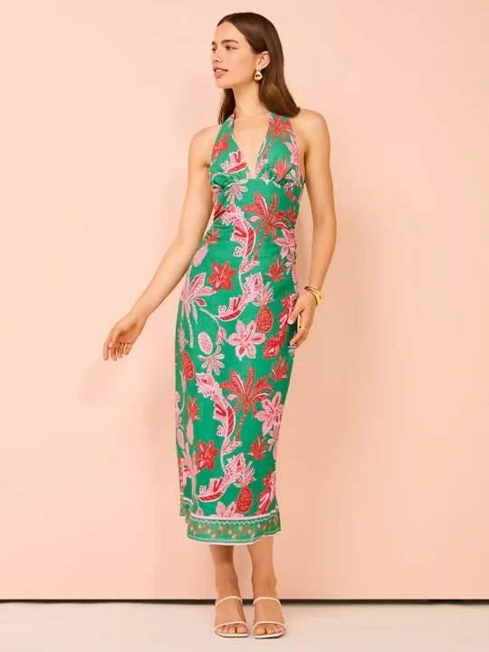 Ownley Kara Midi Dress In Pineapple Print - 8 / Print - Dresses