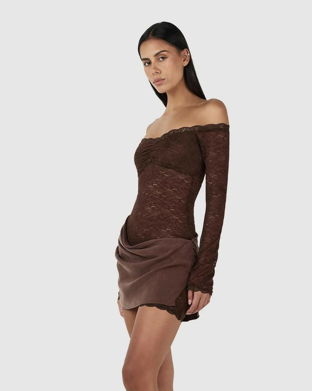 Ownley Tahnee Mini Dress - 10 / Brown - Dresses