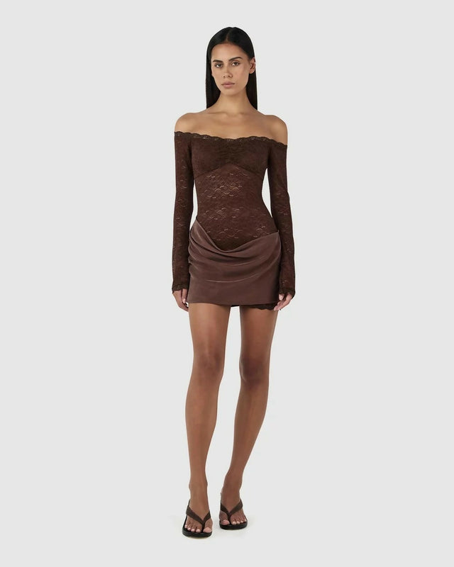 Ownley Tahnee Mini Dress - 10 / Brown - Dresses