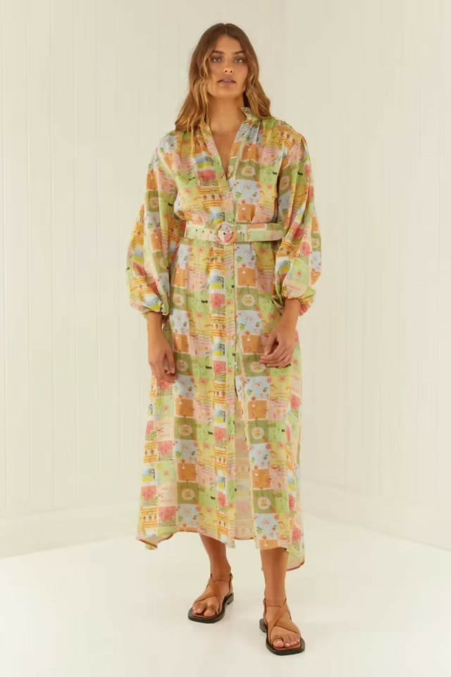 PalmNoosaNoddyDressNoosaTilesPrintMulti