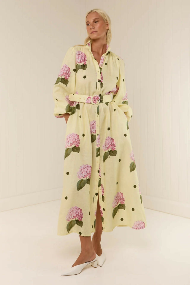 Palm Noosa Noddy Midi Dress Portofino Polka Dot - 12 / Yellow - Dresses
