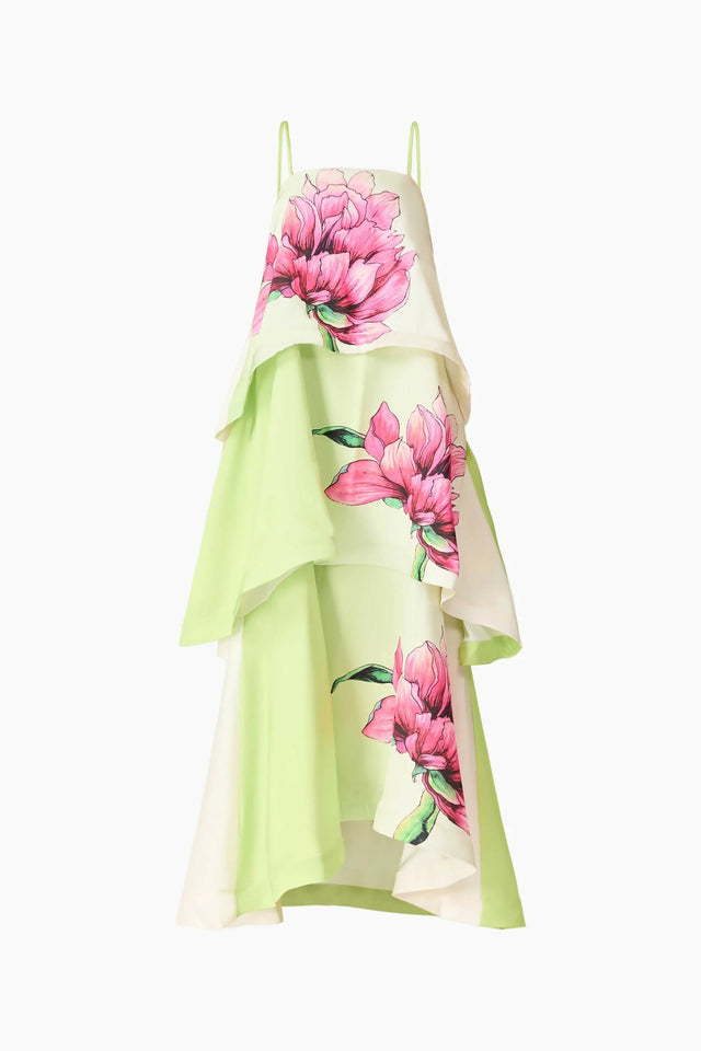 Elliatt Elisia Tiered Gown in Green & Pink Floral