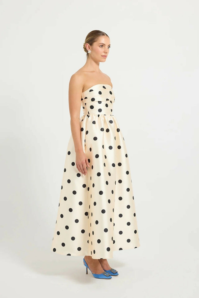 Pasduchas Dottie Strapless Midi Dress Cream Size 6 & 10 - Dresses