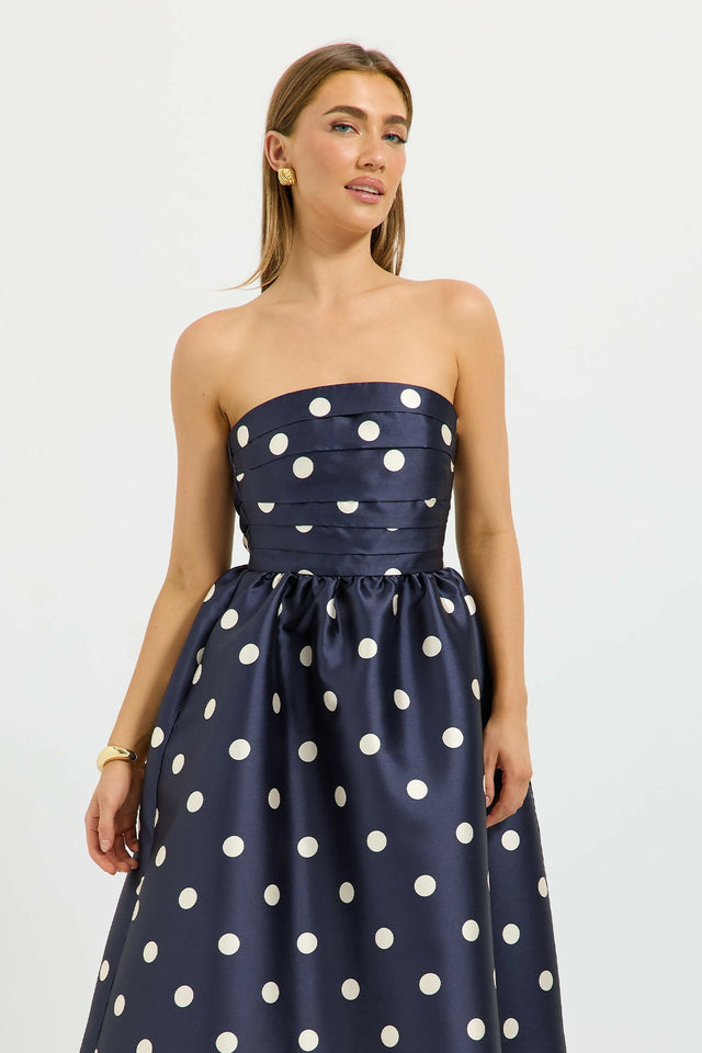 Pasduchas Dottie Strapless Midi - Navy - Dresses