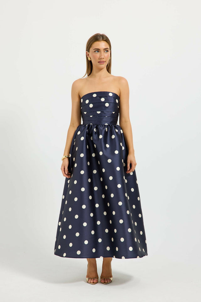 Pasduchas Dottie Strapless Midi - Navy - Dresses
