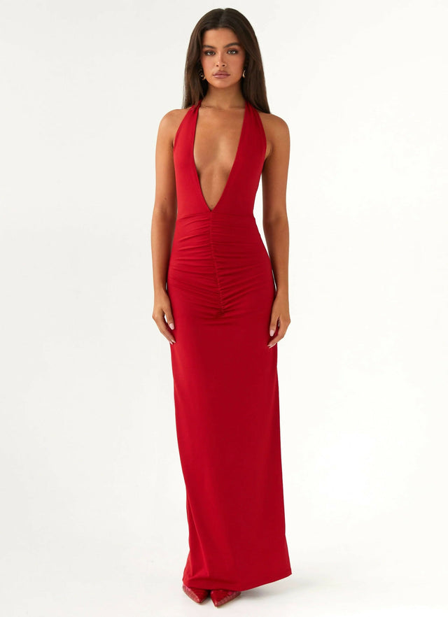 Peppermayo Whisked Away Halterneck Maxi Dress - 10 / Red - Dresses