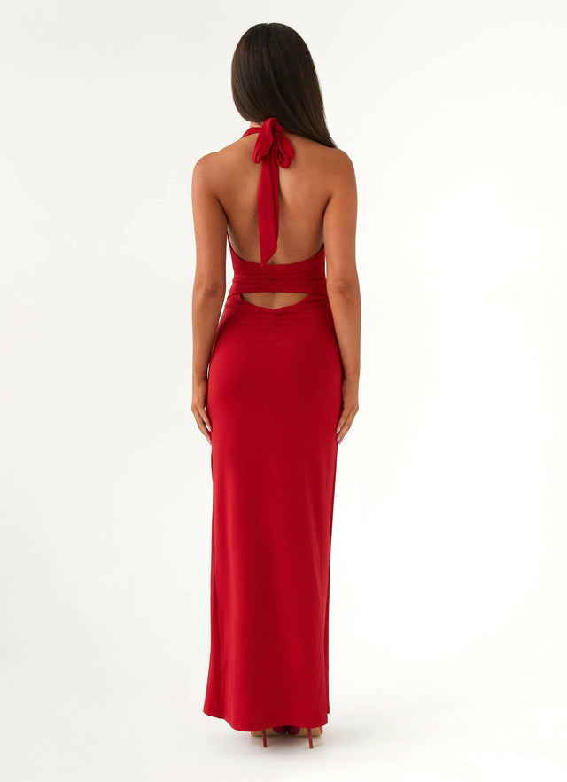 Peppermayo Whisked Away Halterneck Maxi Dress - 10 / Red - Dresses
