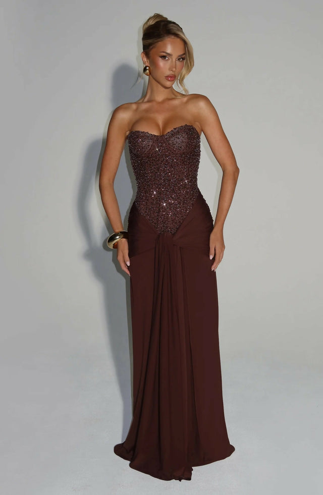 BABYBOO Carina Maxi Dress Plum Brown