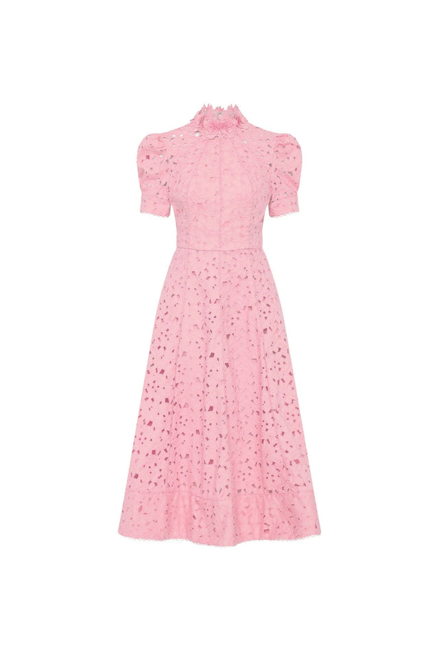 Rebecca Vallance Kitsu Short Sleeve Midi Dress in Pink