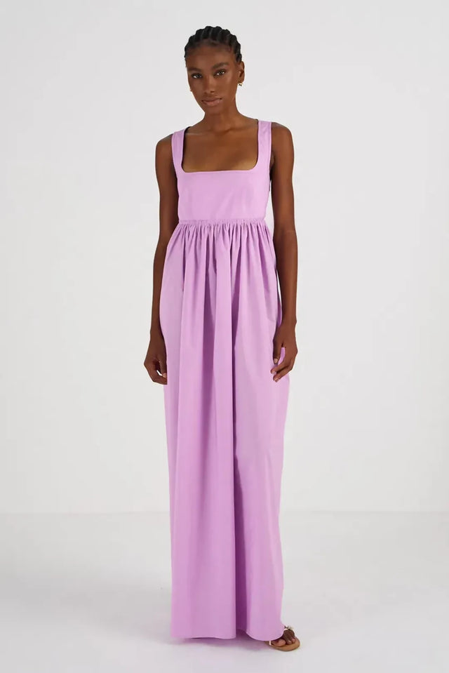 OROTON Strappy Open Back Poplin Maxi Sundress in Wisteria Purple