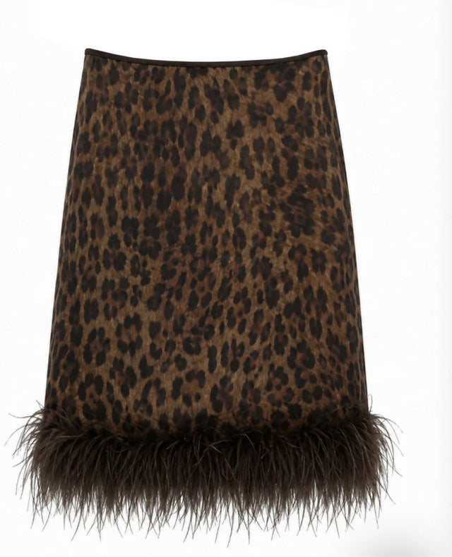Leopard print feathered midi skirt and Emma top