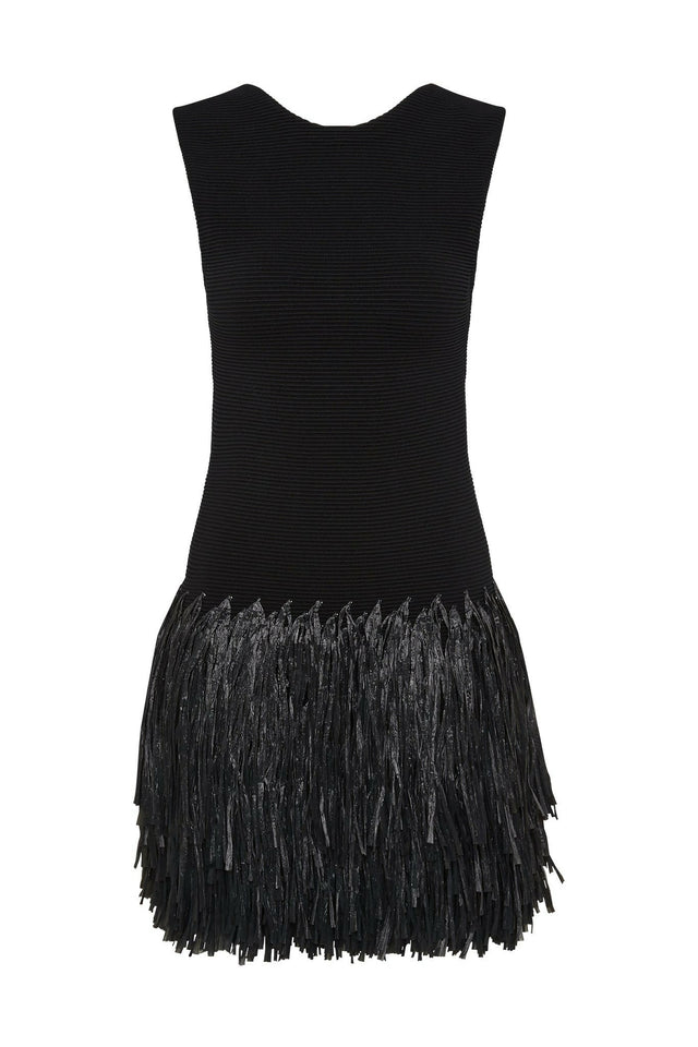 AJE Raffia Rushes Dress Black