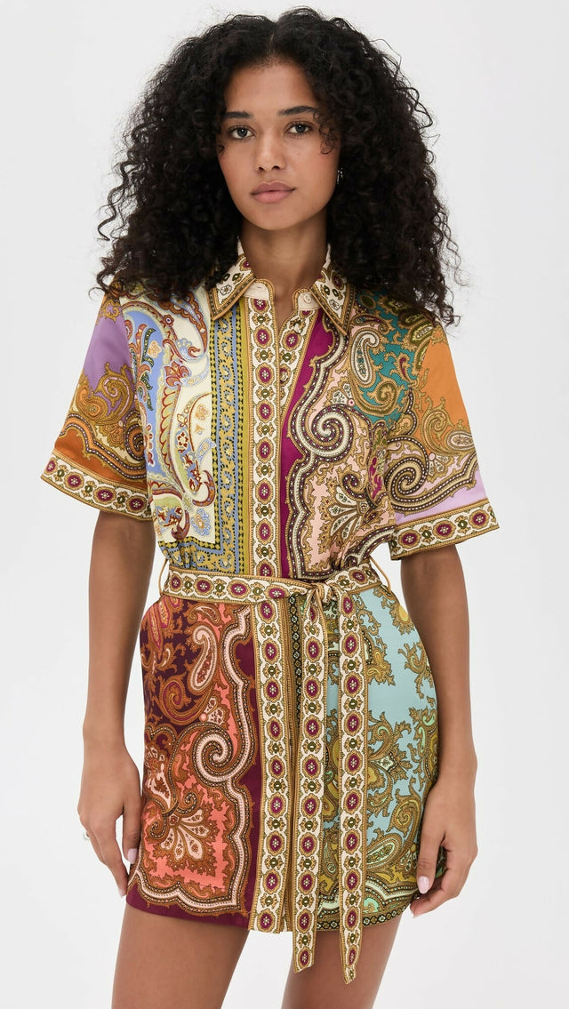 Alemais Clemenza Spliced Mini Dress Multi Size 8