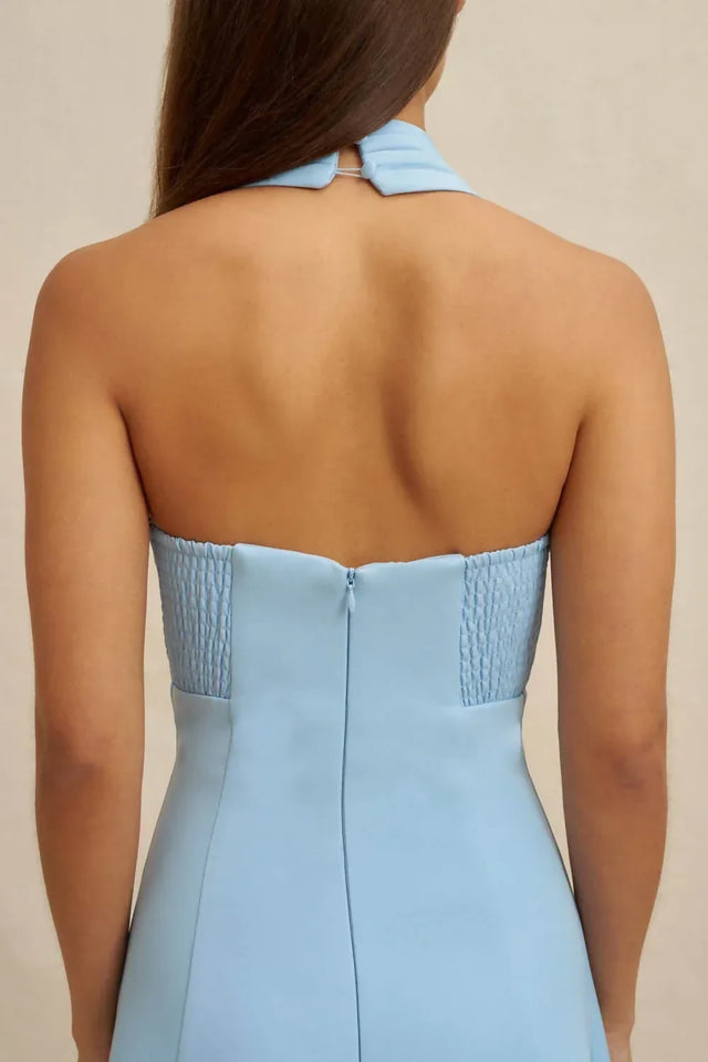 By Johnny Lilian Halter Midi Dress - Blue Ivory