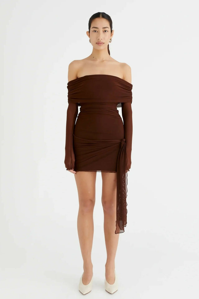Benni Yasmin Off Shoulder Mini - Brown