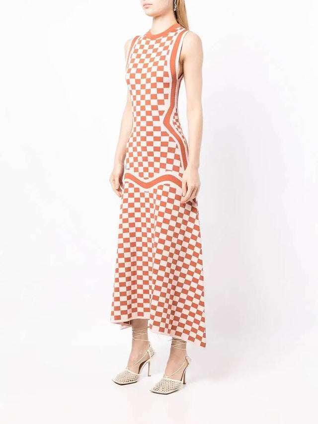 Rachel Gilbert Andres Maxi Dress Check Pink Size M/AU 12 - 12 / Print - Dresses