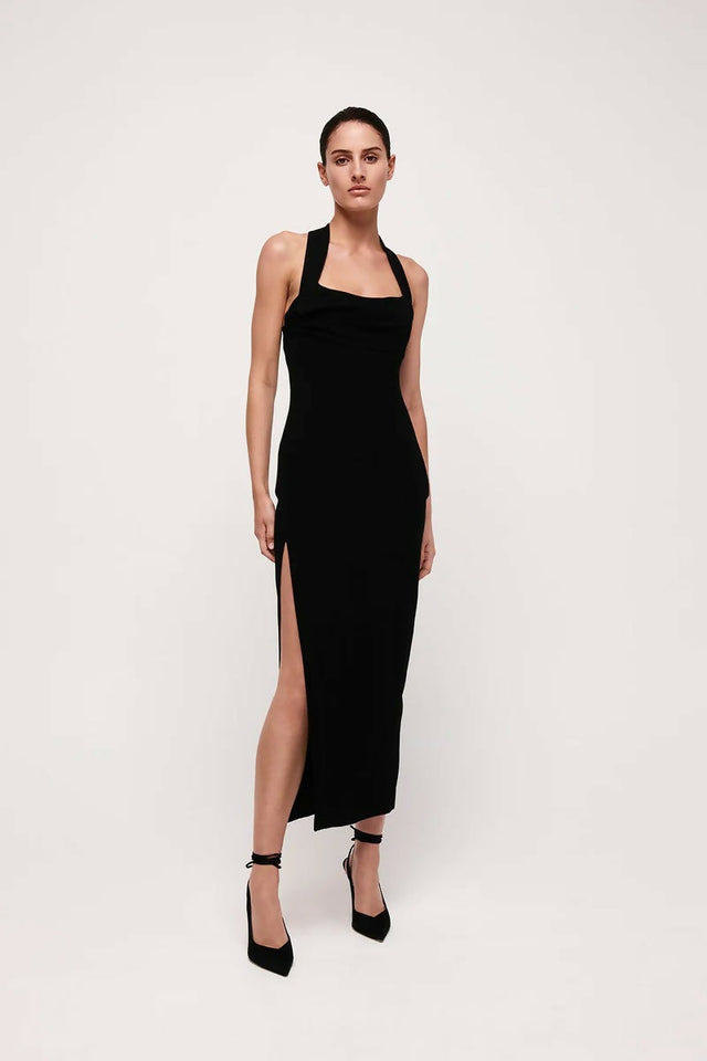 Rachel Gilbert Blaine Gold Chain Detail Gown - 6 / Black - Dresses