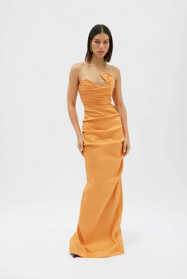 Rachel Gilbert Cheri Maxi Gown - 12 / Orange - Dresses